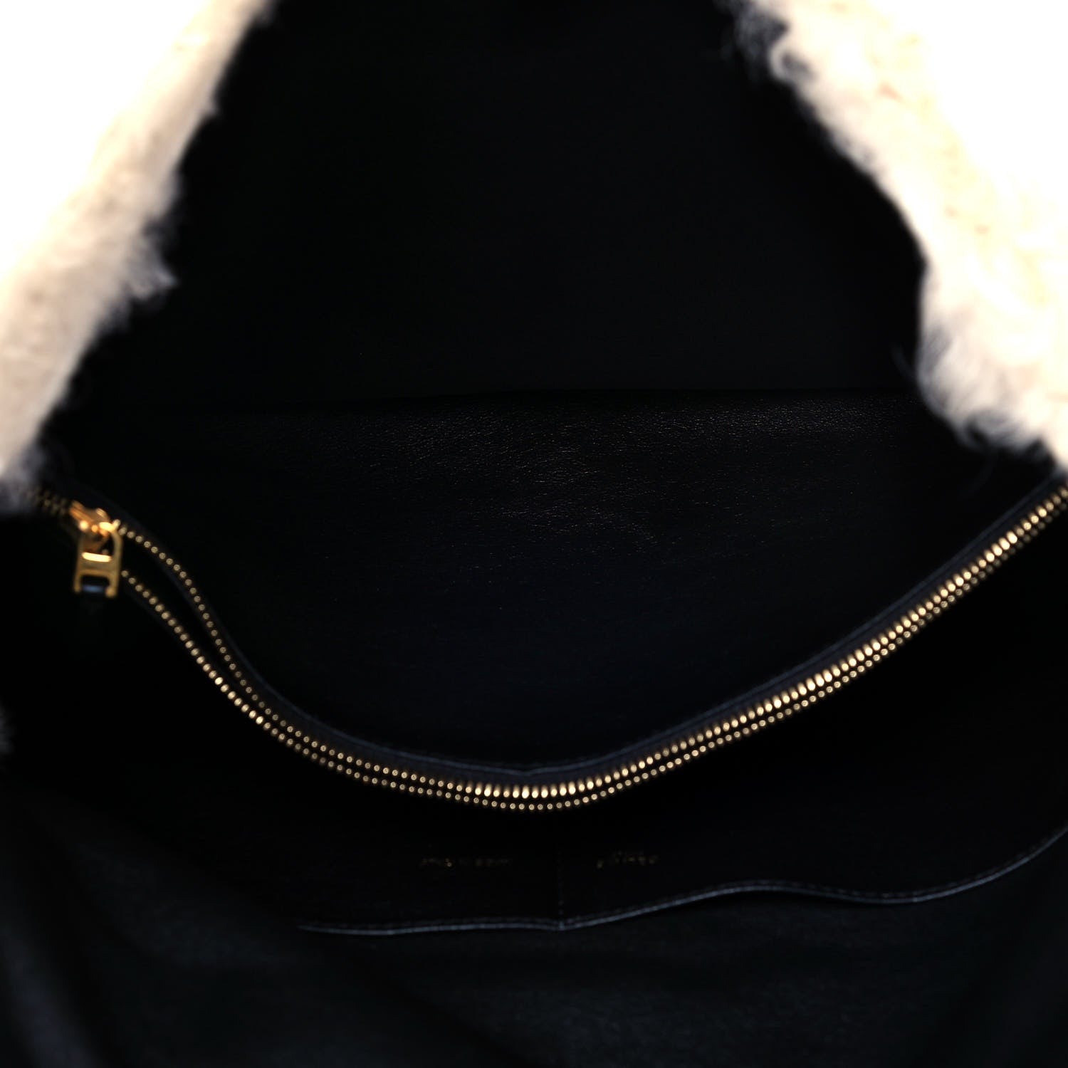 Celine Shearling Gourmette Shoulder Bag Cream 5 of 11