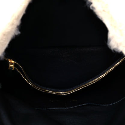 Celine Shearling Gourmette Shoulder Bag Cream 5 of 11