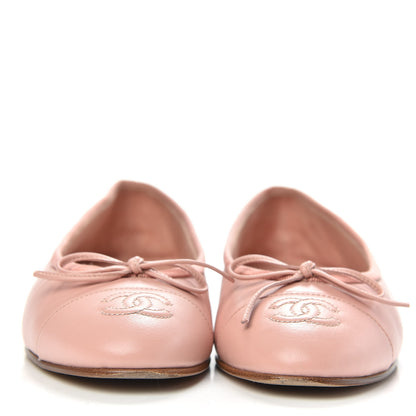 Chanel Crumpled Calfskin Cap Toe CC Ballerina Flats 36 Powder Pink 2 of 12