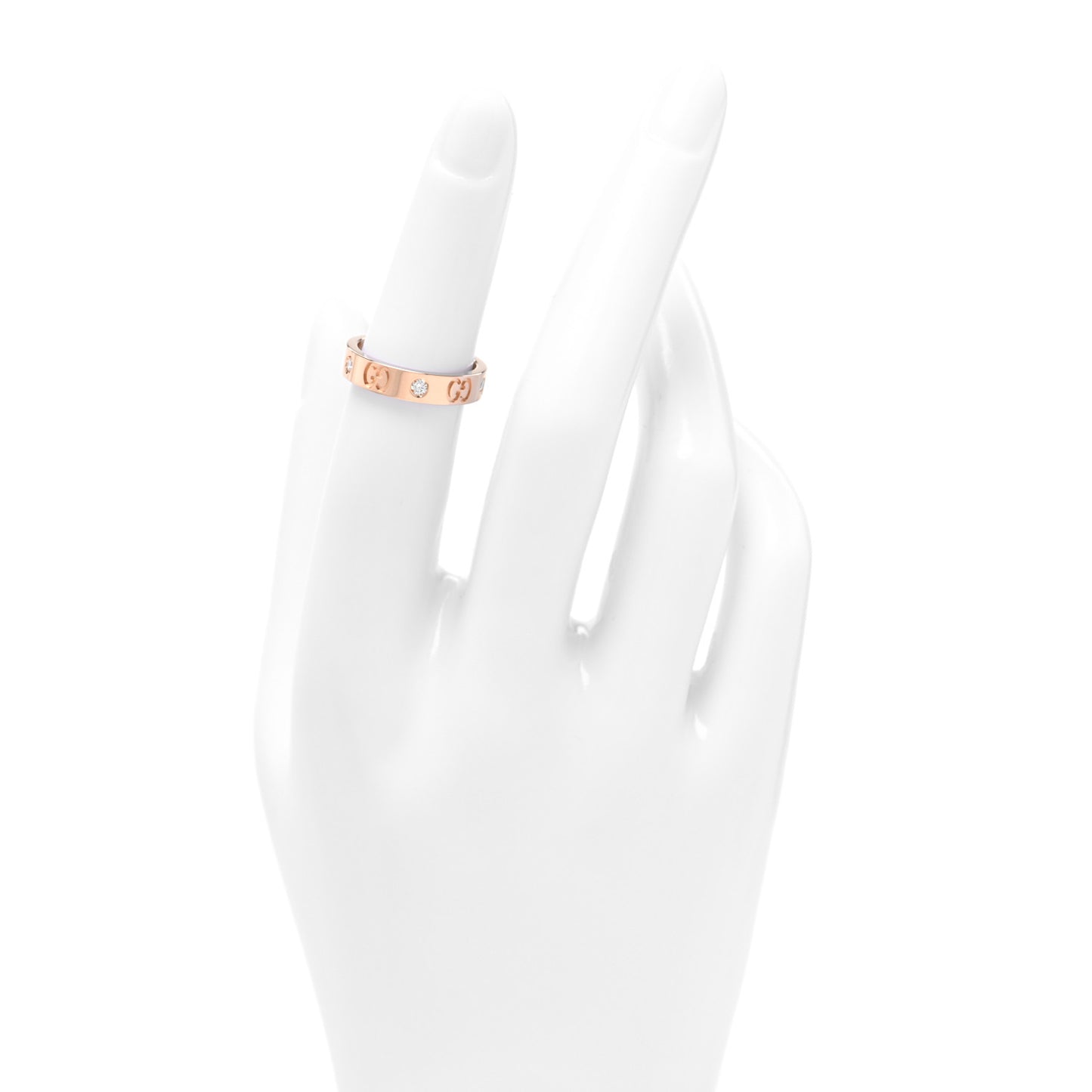 18K Rose Gold Diamond Icon Band Ring 49 4.75