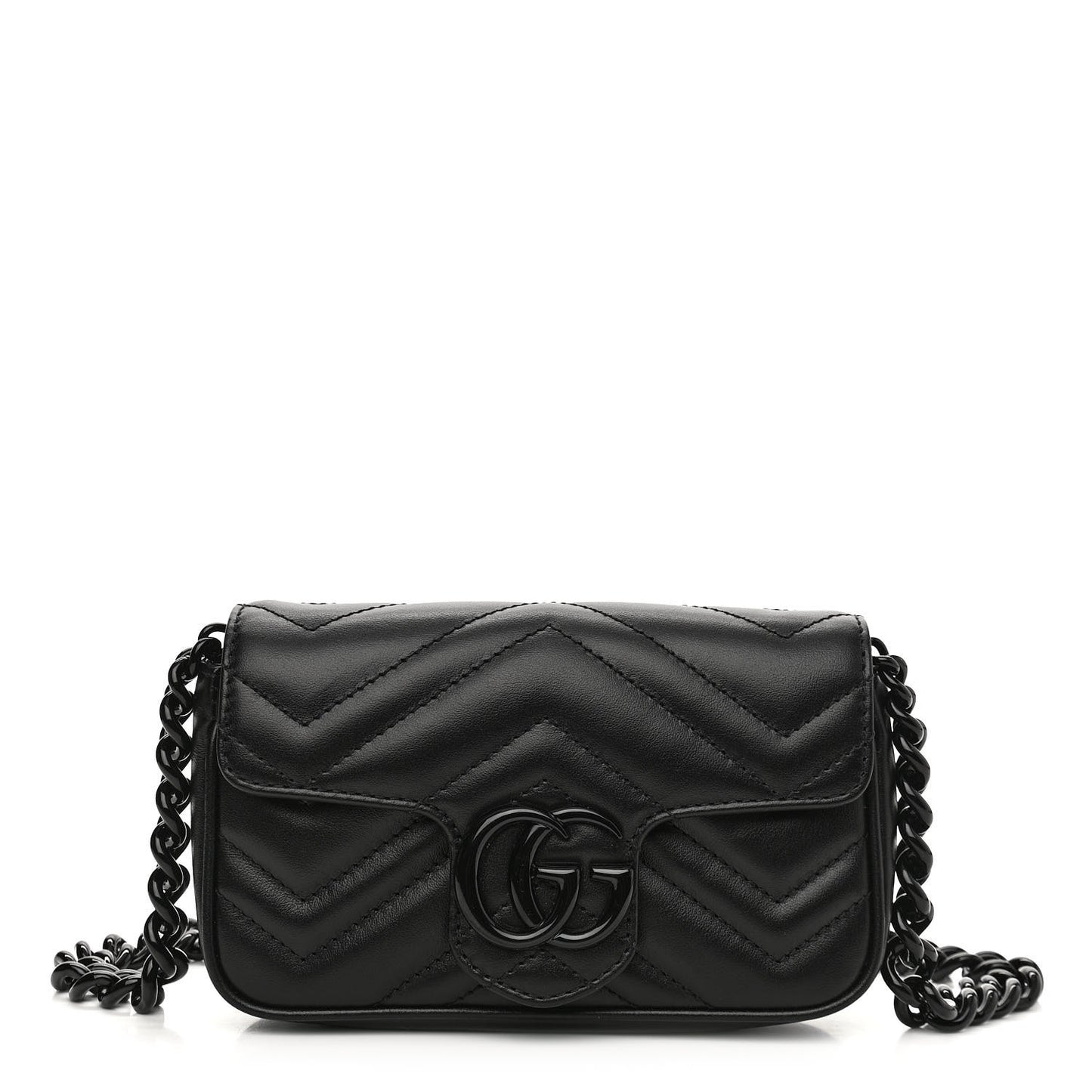Calfskin Matelasse Monochrome GG Marmont Chain Belt Bag Black