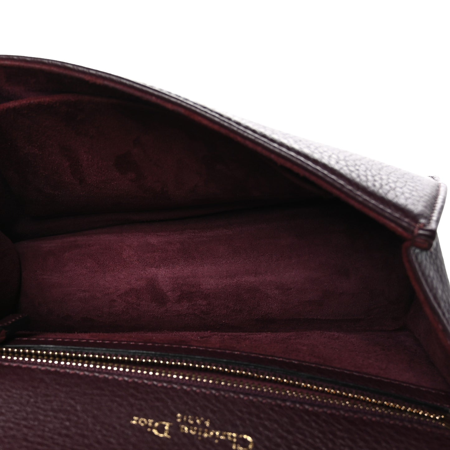 Grained Calfskin Small Diorama Flap Bag Burgundy