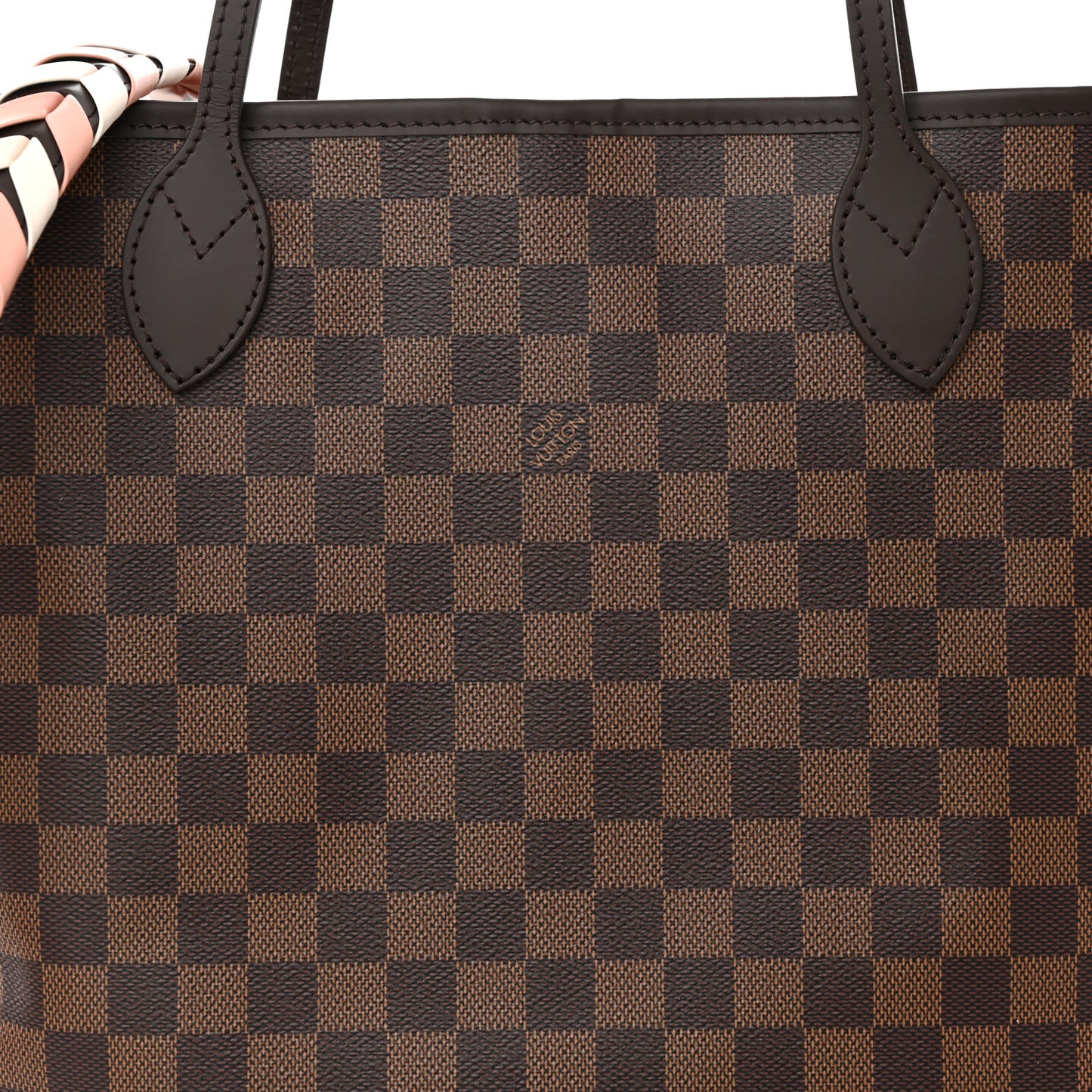 Damier Ebene Braided Neverfull MM Pink