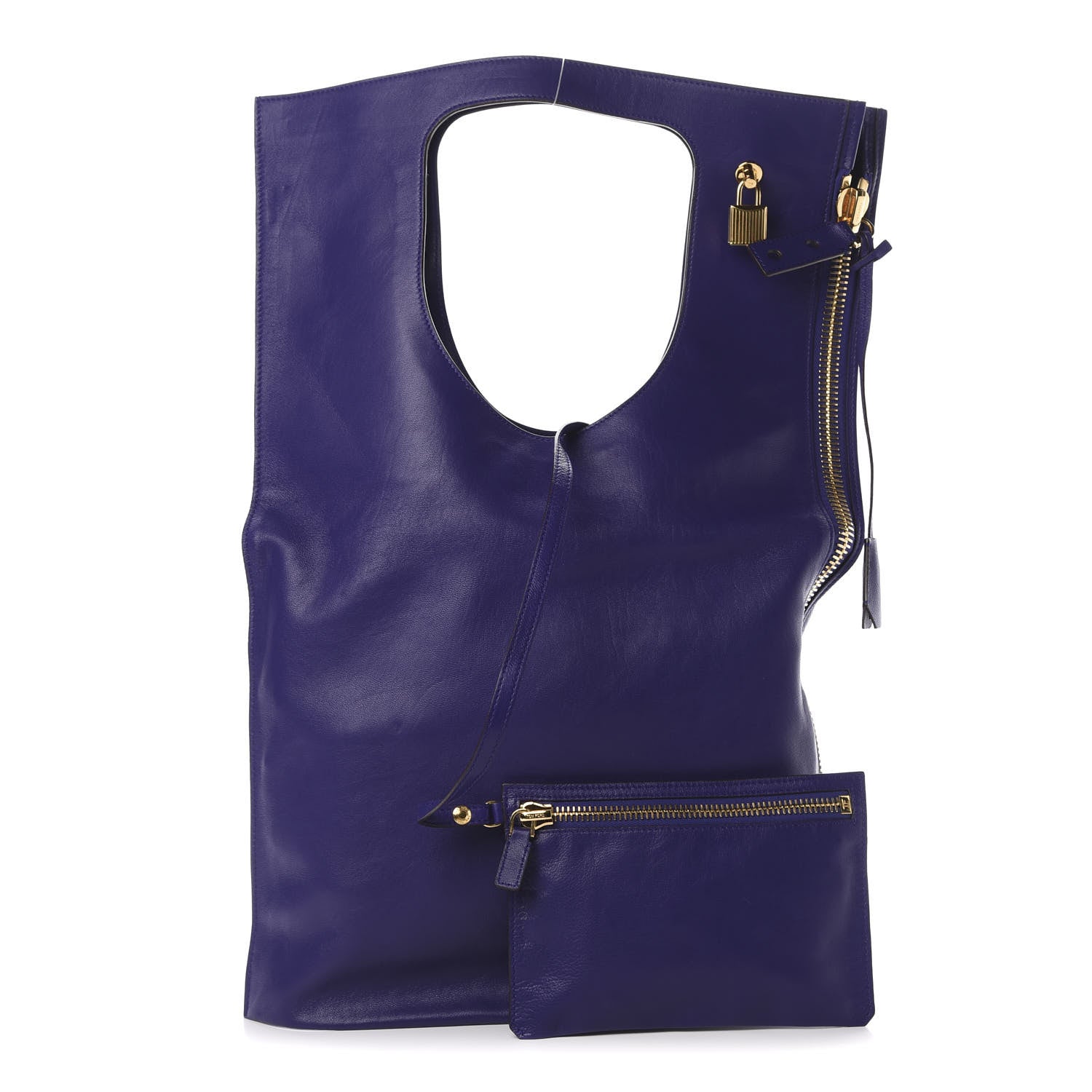 Tom Ford Ramskin Large Alix Padlock Zip Shoulder Bag Violet 3 of 13