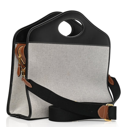 Burberry Canvas Smooth Calfskin Two Tone Medium Pocket Bag Black 3 of 8