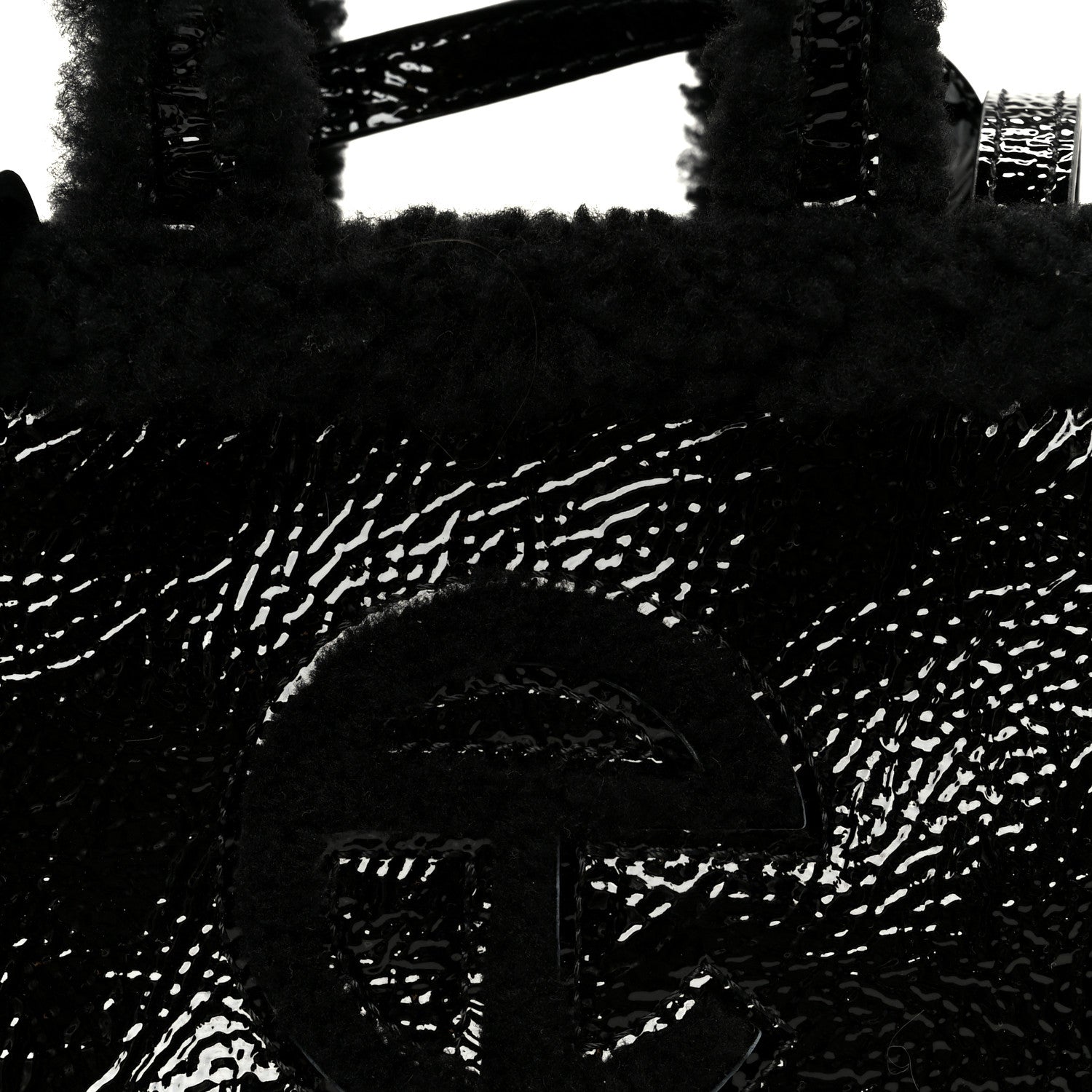 Telfar X UGG Crinkle Patent Shearling Small Shopping Bag Black 9 of 11