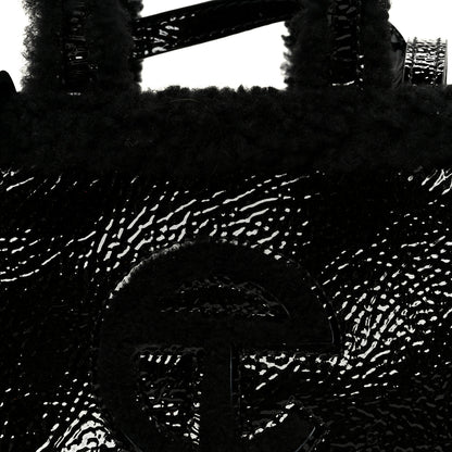 Telfar X UGG Crinkle Patent Shearling Small Shopping Bag Black 9 of 11