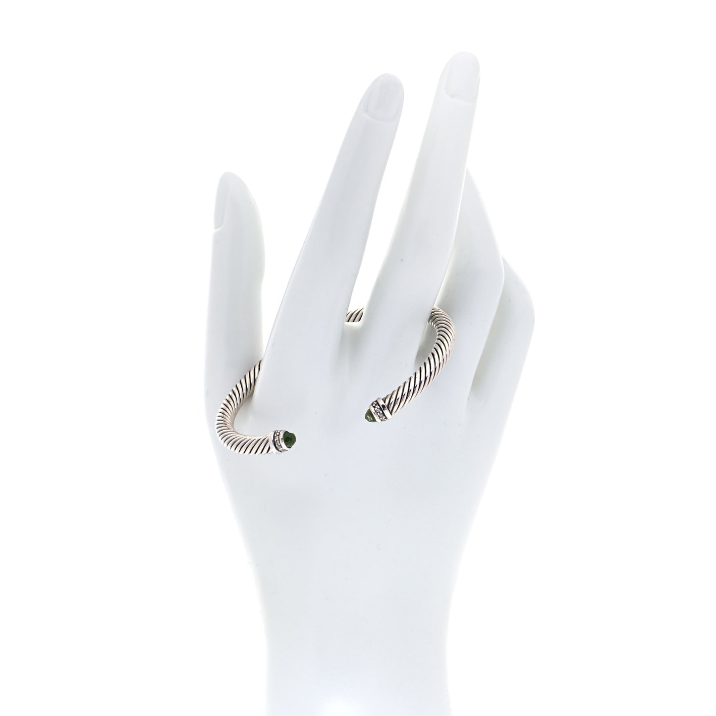 Sterling Silver Diamond Peridot 5mm Cable Classics Bracelet