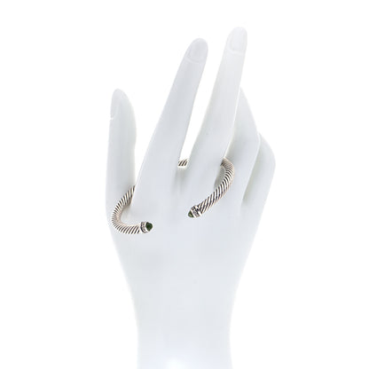 David Yurman Sterling Silver Diamond Peridot 5mm Cable Classics Bracelet 2 of 5