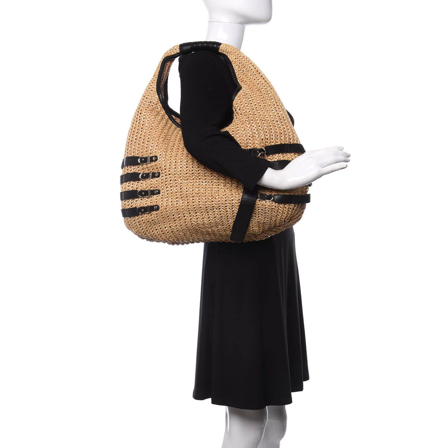 Jimmy Choo Woven Raffia Bali Hobo Taupe 2 of 9