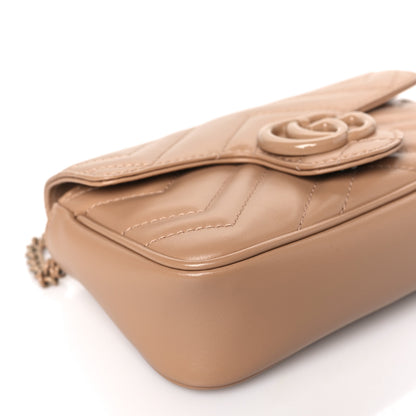 Gucci Calfskin Matelasse Monochrome Super Mini GG Marmont Shoulder Bag Camelia 8 of 10