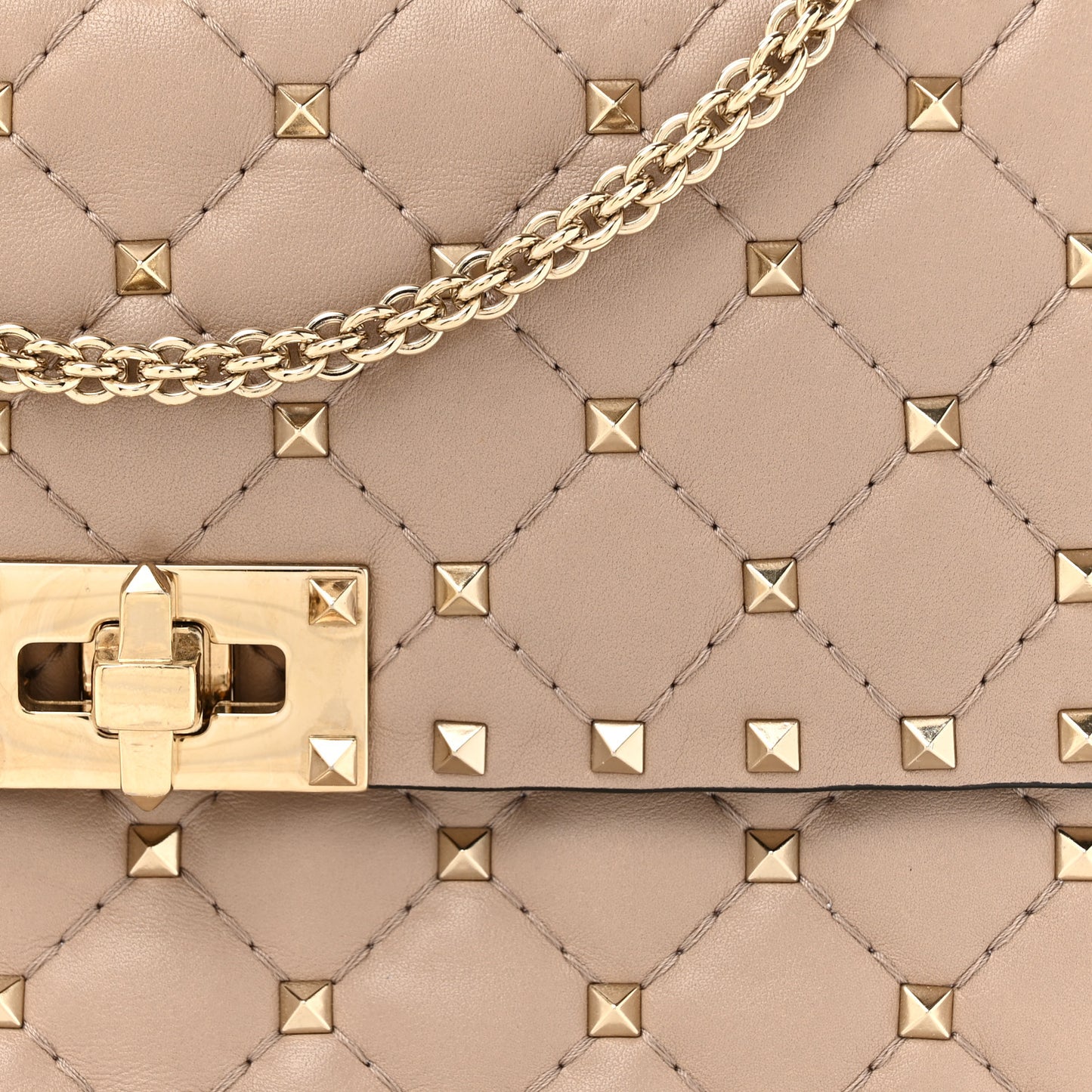 Nappa Medium Rockstud Spike Shoulder Bag Poudre