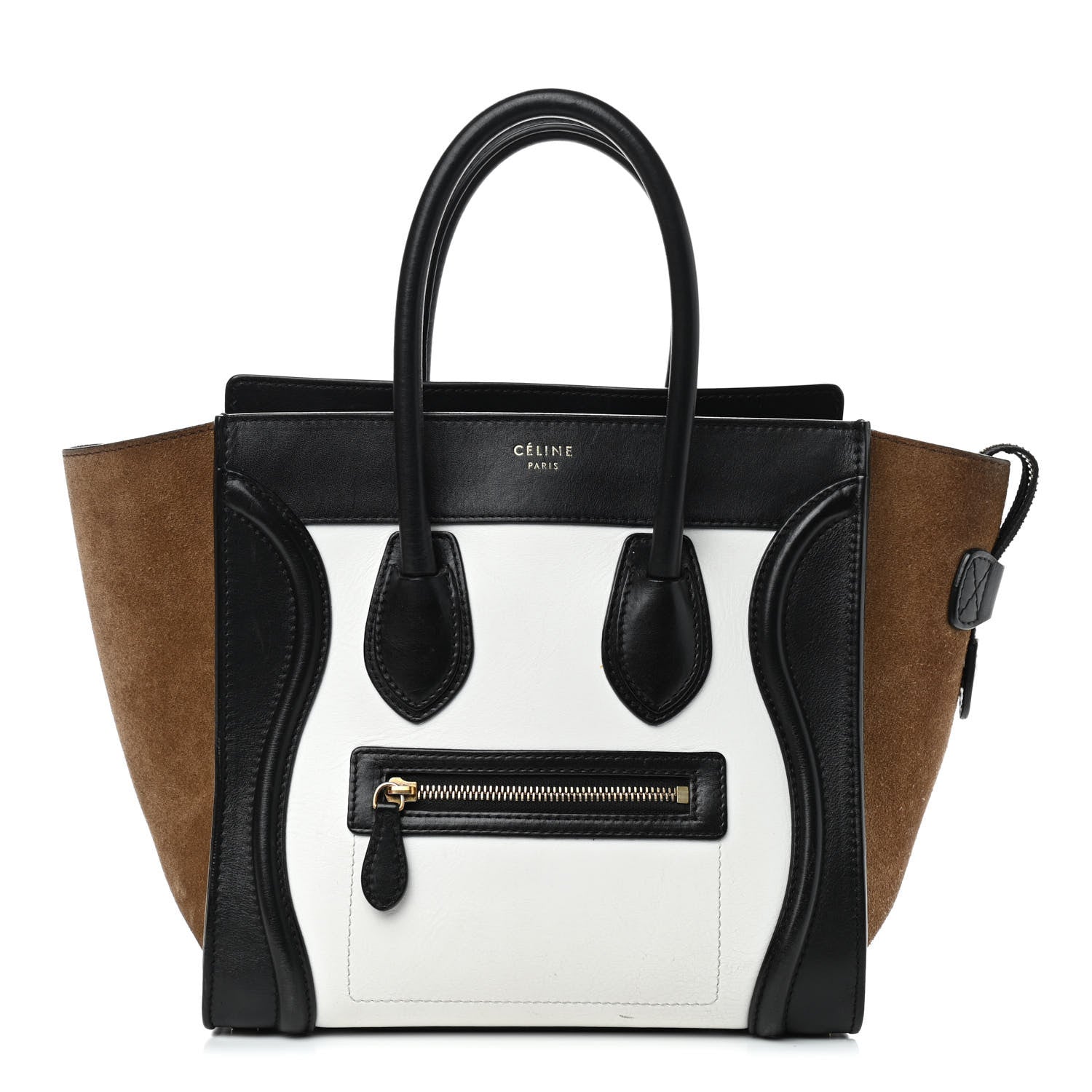 Celine Smooth Calfskin Suede Micro Tri-Color Luggage White 1 of 9