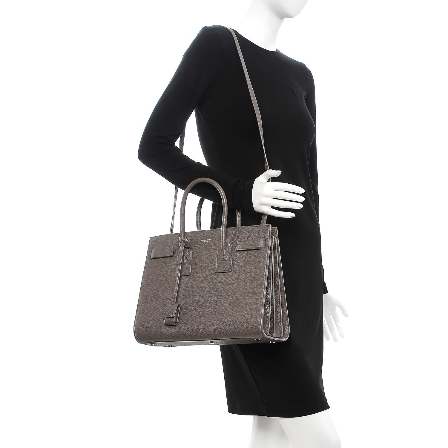 Saint Laurent Grained Calfskin Small Sac De Jour Fog 2 of 14