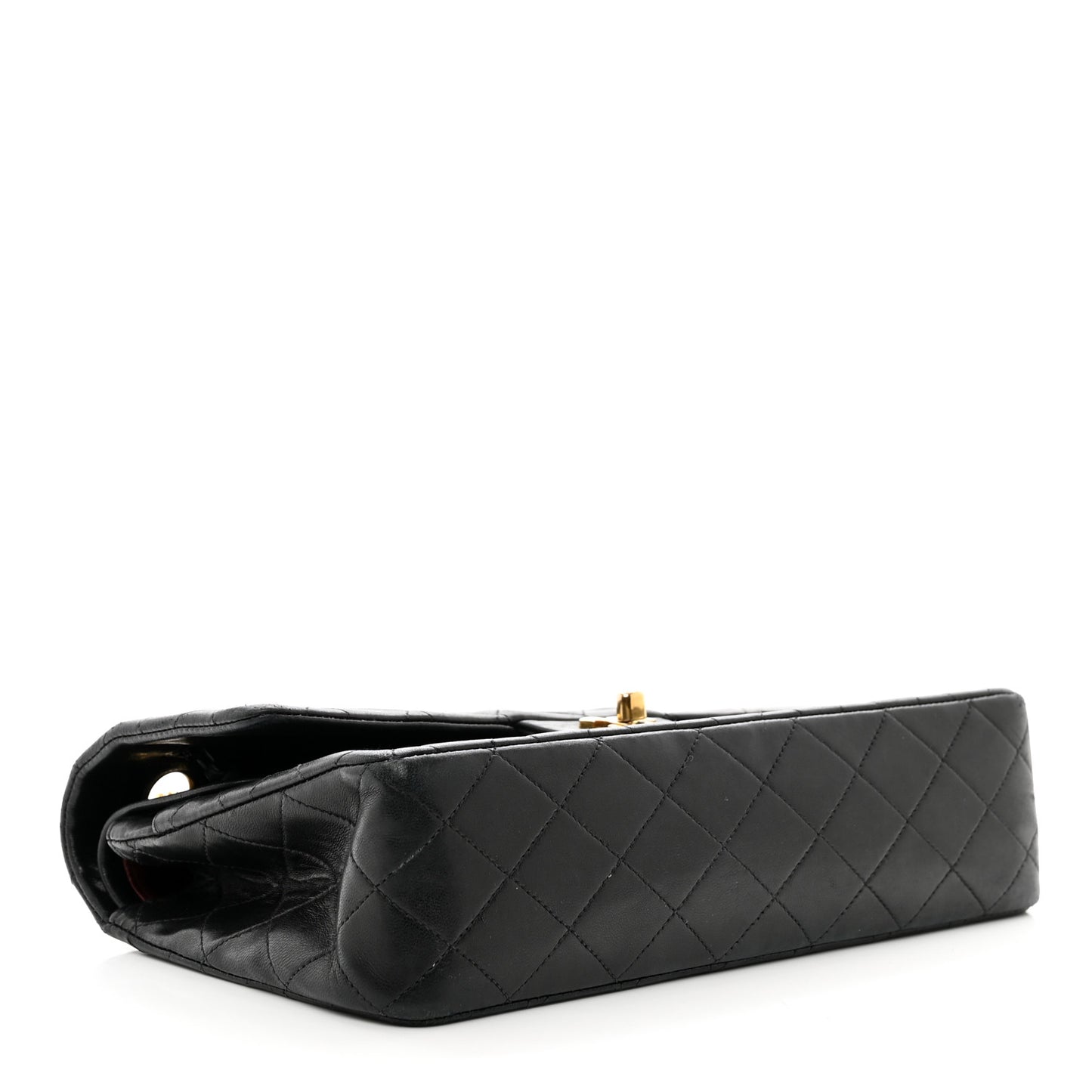 Lambskin Quilted Medium Double Flap Black