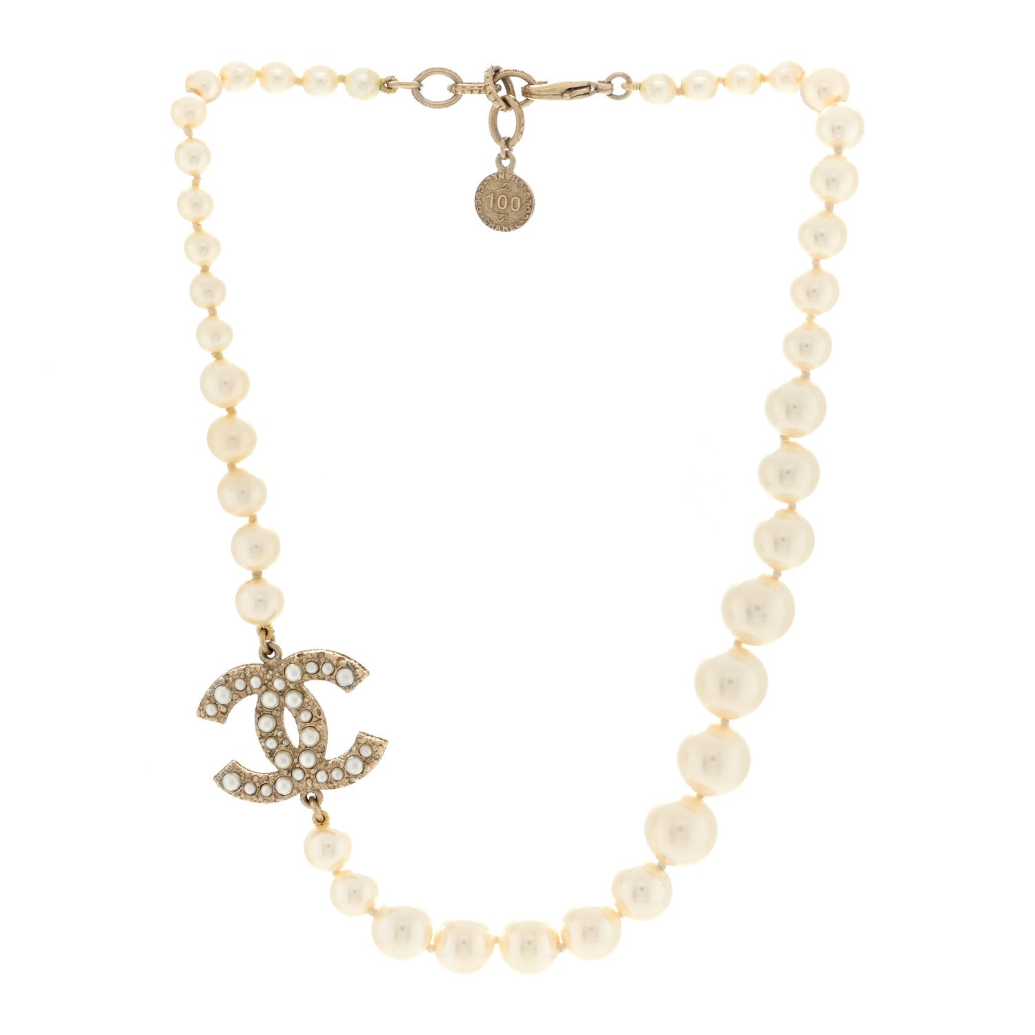 Chanel Pearl CC 100th Anniversary Necklace Light Gold 2 of 3