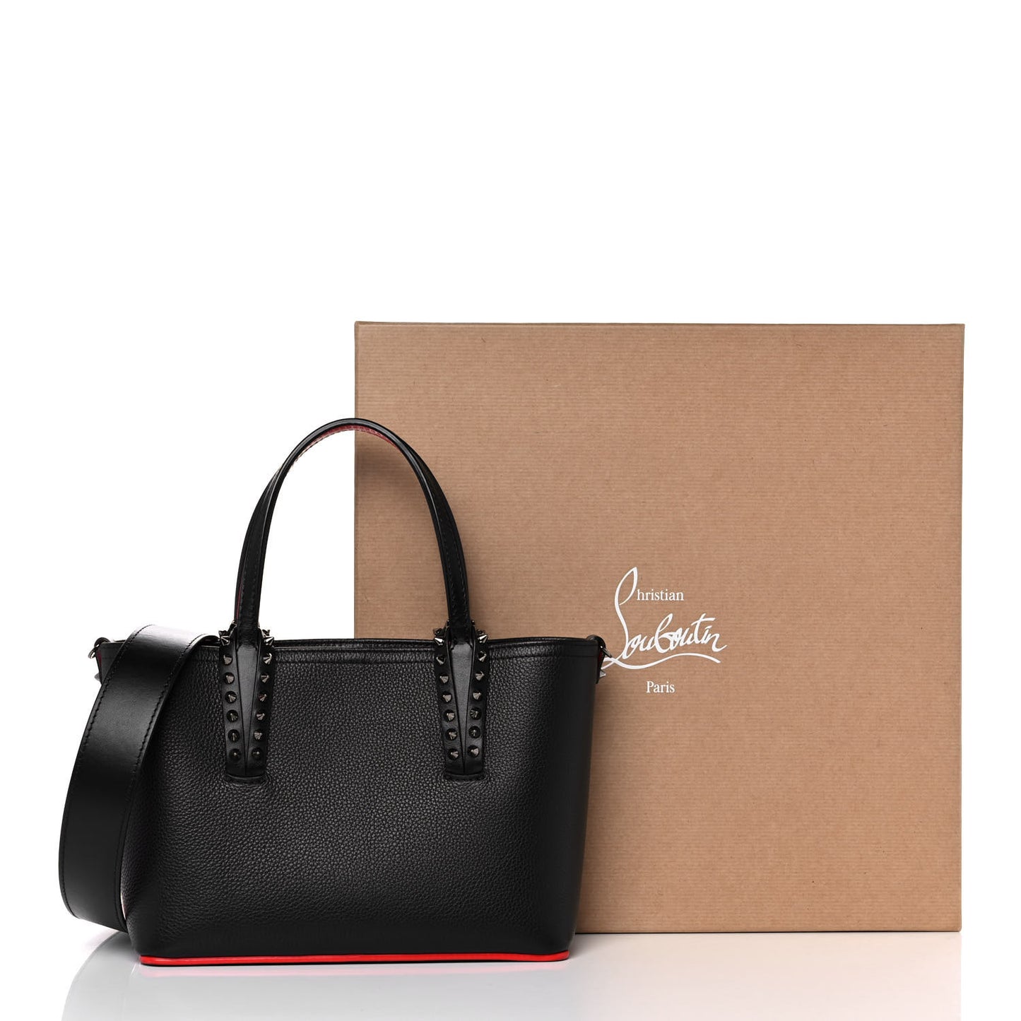 Calfskin Spikes Mini East West Cabata Tote Black