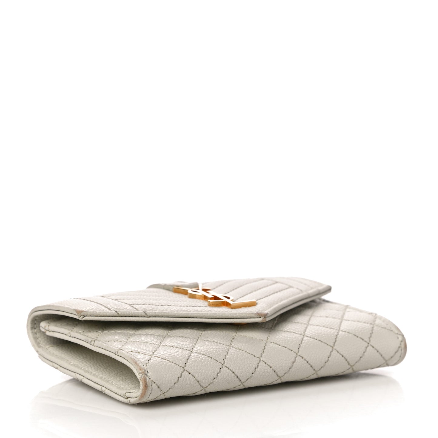 Grain De Poudre Textured Mixed Matelasse Triquilt Small Monogram Envelope Wallet Blanc Vintage