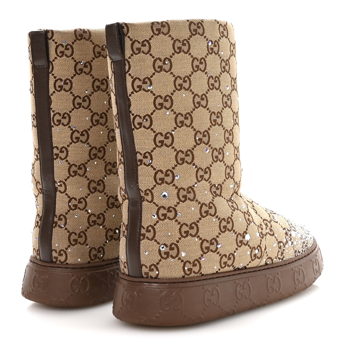 Monogram GG Strass Thermal Bootie 37 Camel Ebony
