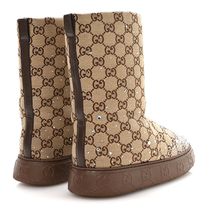 Gucci Monogram GG Strass Thermal Bootie 37 Camel Ebony 5 of 9