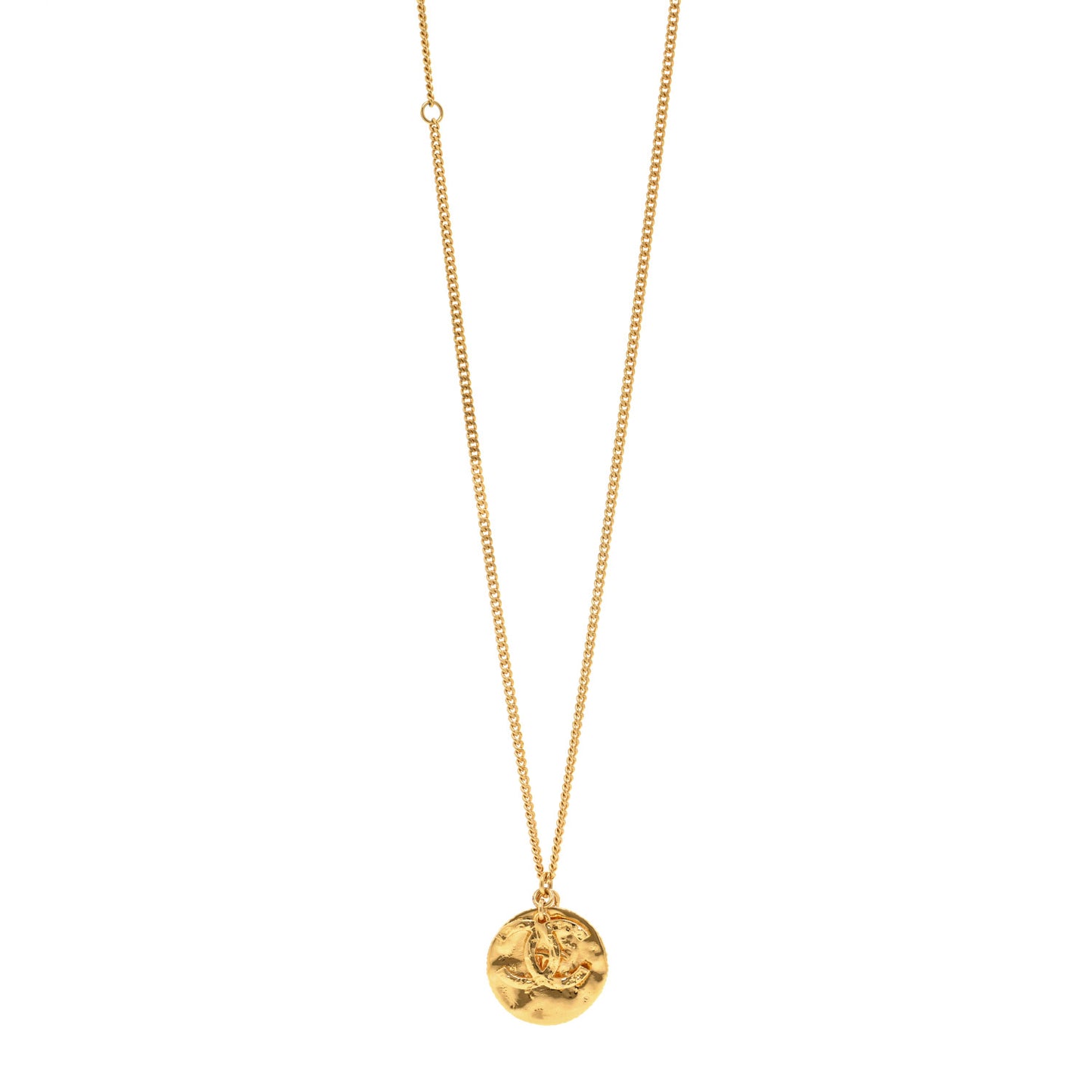 Metal Resin CC Round Pendant Necklace Gold Black