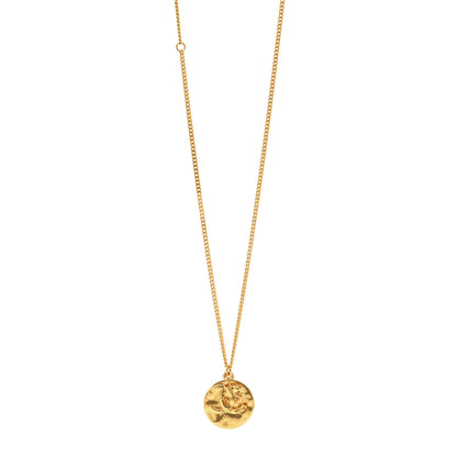 Chanel Metal Resin CC Round Pendant Necklace Gold Black 1 of 6
