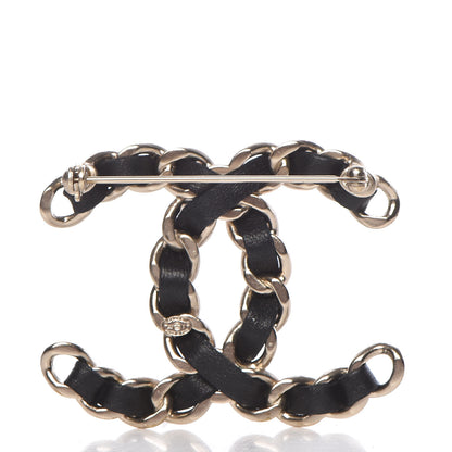 Chanel Lambskin Chain CC Brooch Black Gold 3 of 5