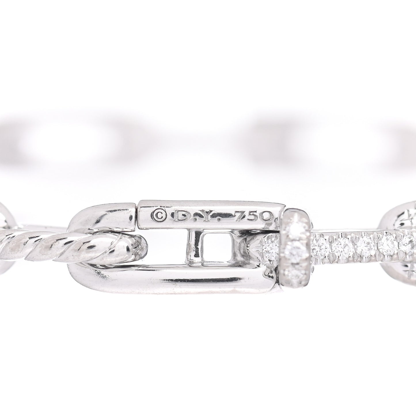 18K White Gold Diamond 4mm Stax Chain Link Bracelet