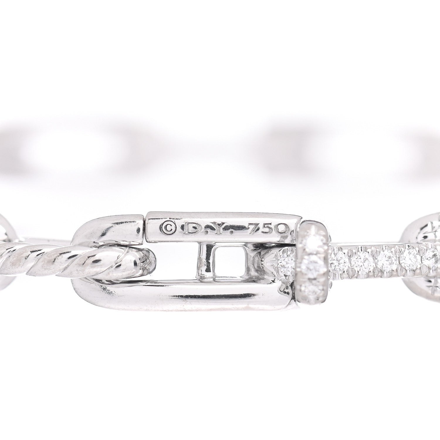 David Yurman 18K White Gold Diamond 4mm Stax Chain Link Bracelet 4 of 5