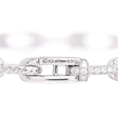 David Yurman 18K White Gold Diamond 4mm Stax Chain Link Bracelet 4 of 5