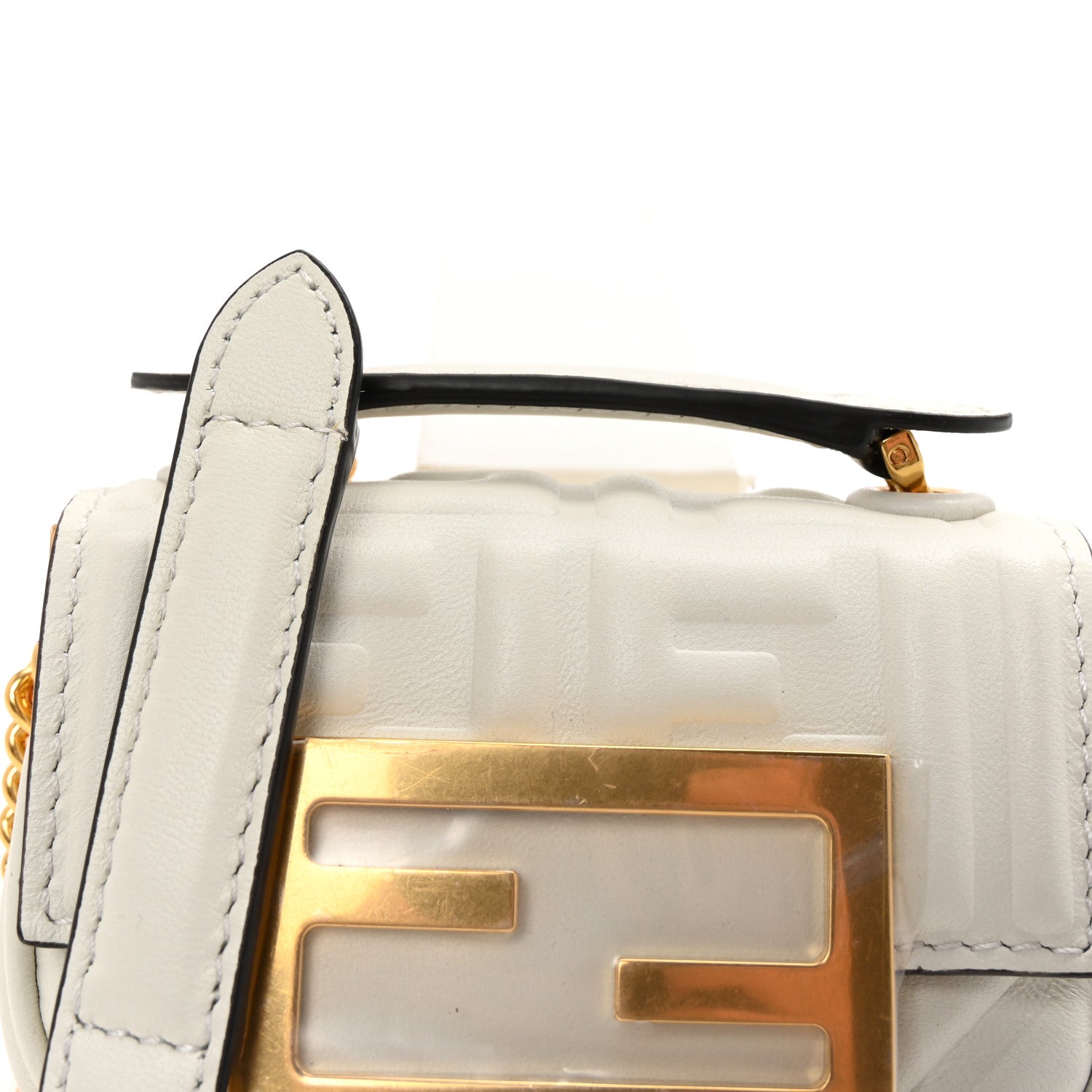 Fendi Nappa Matisse FF Embossed Nano Chain Baguette White 7 of 9