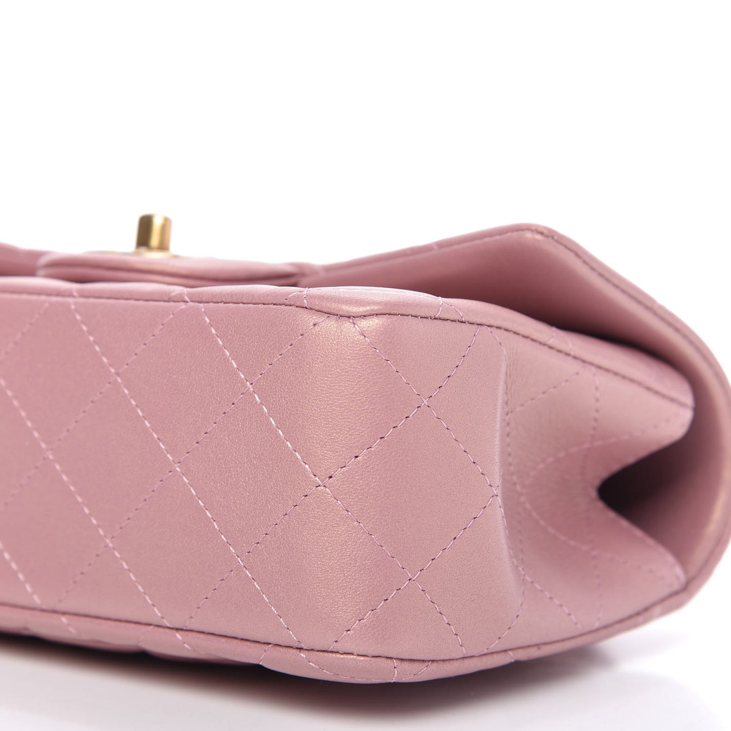 Iridescent Lambskin Quilted Mini Top Handle Rectangular Flap Pink