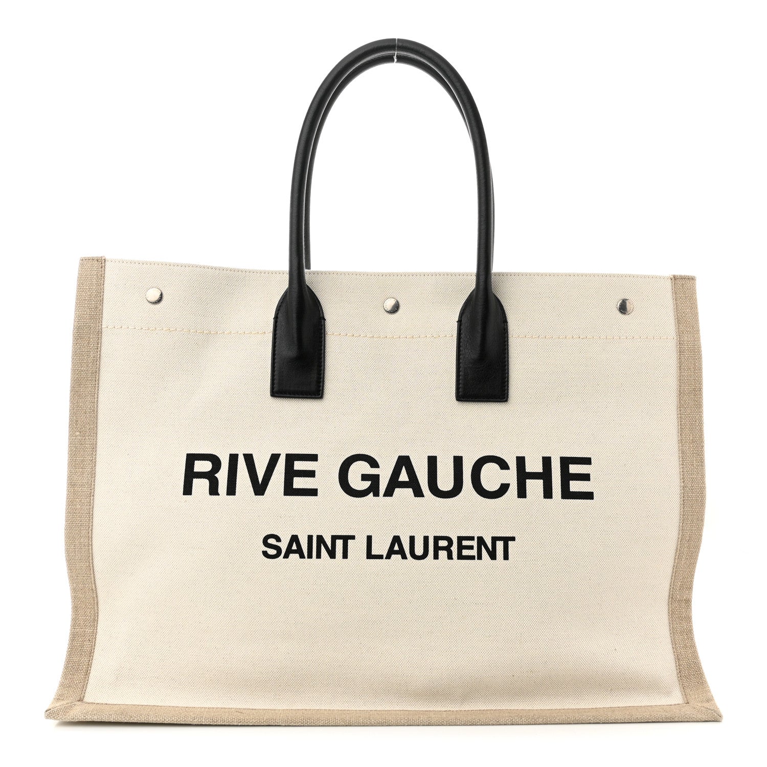 Saint Laurent Linen Calfskin Rive Gauche Tote Optic White 1 of 10