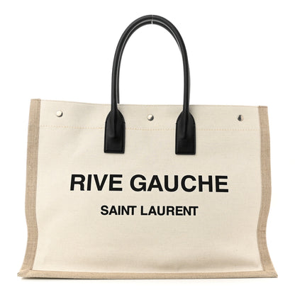 Saint Laurent Linen Calfskin Rive Gauche Tote Optic White 1 of 10