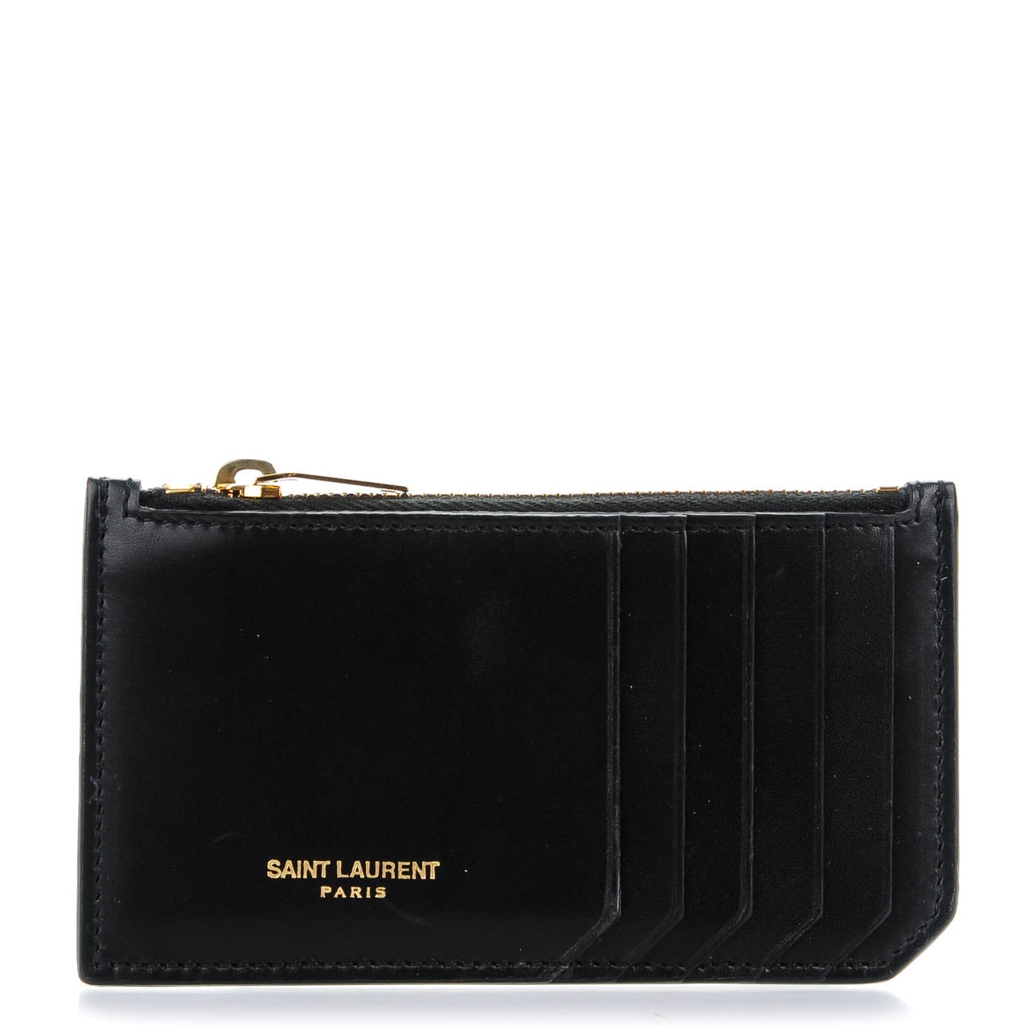 Saint Laurent Calfskin 5 Fragments Zip Pouch Card Holder Black 1 of 7