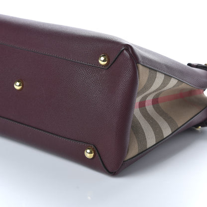 Burberry Grainy Calfskin House Check Medium Banner Tote Mahogany Red 7 of 9