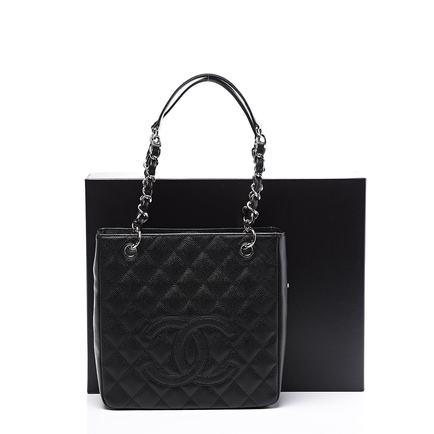Caviar Quilted Petit Shopping Tote PST Black