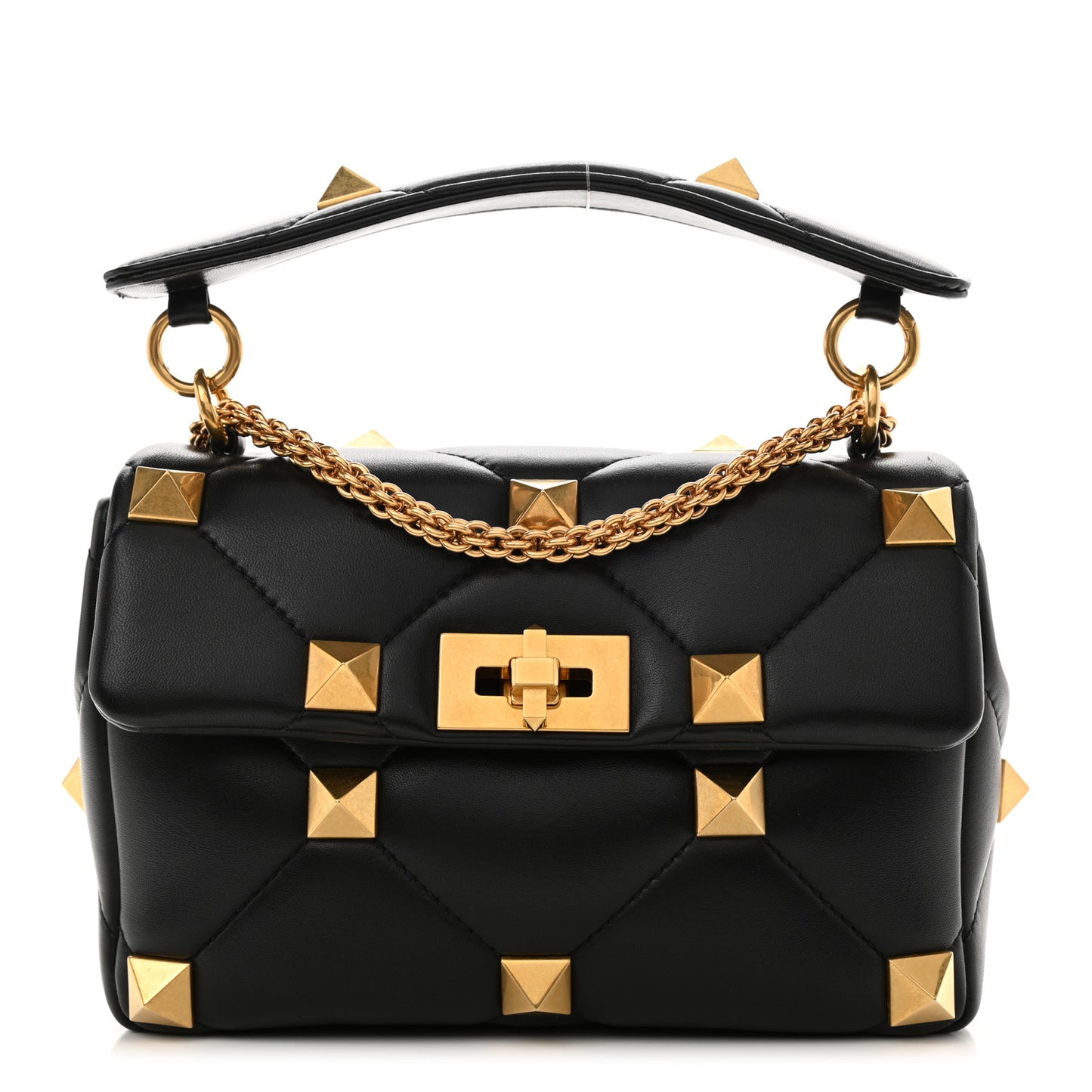 Nappa Medium Roman Stud Shoulder Bag Black