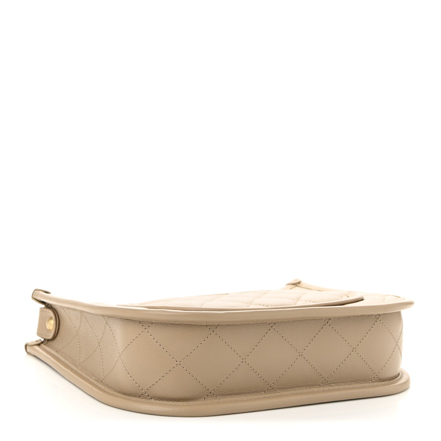 Chanel Calfskin Quilted CC Hobo Handbag Beige 4 of 11