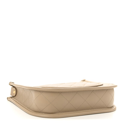 Chanel Calfskin Quilted CC Hobo Handbag Beige 4 of 11