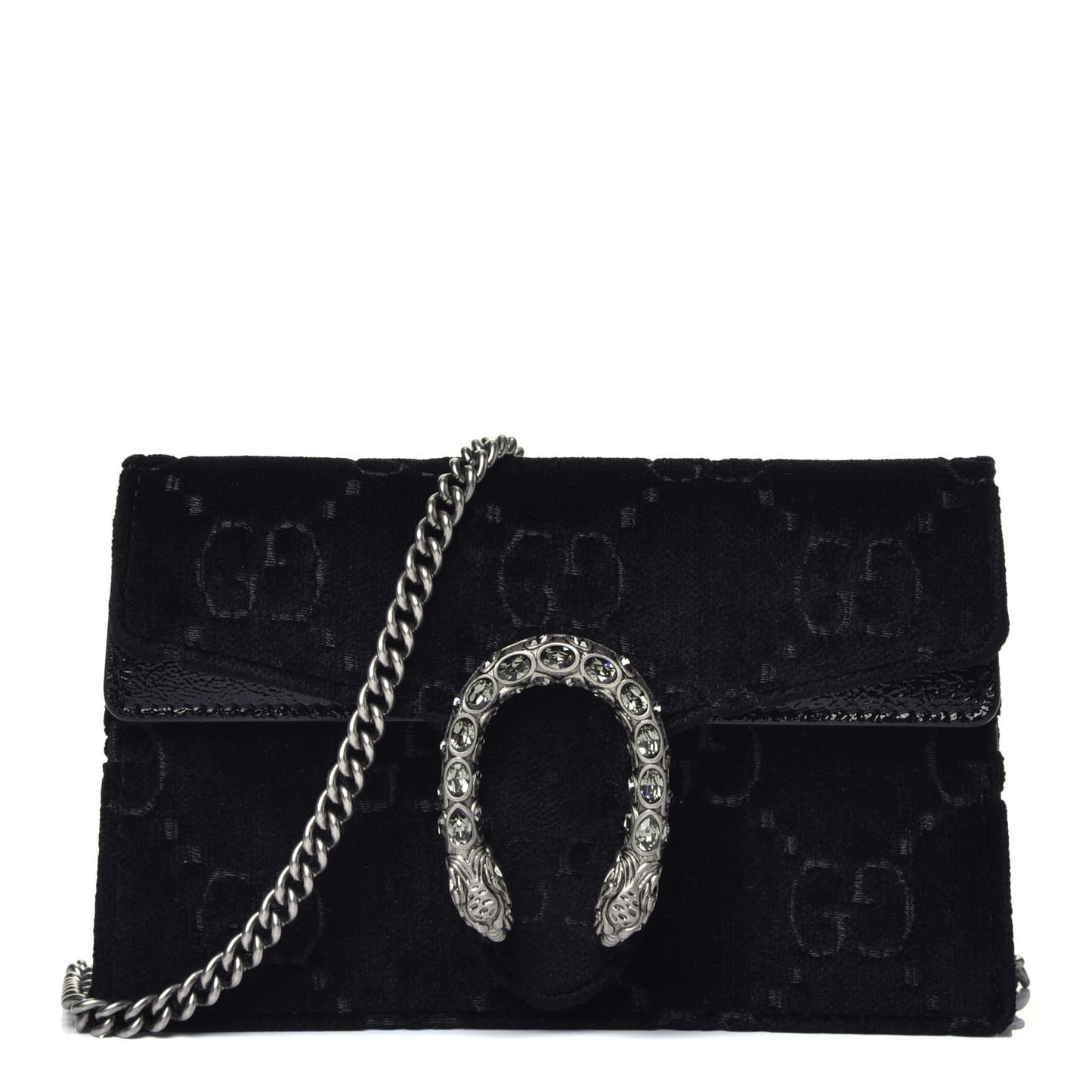 Velvet GG Monogram Super Mini Dionysus Shoulder Bag Black