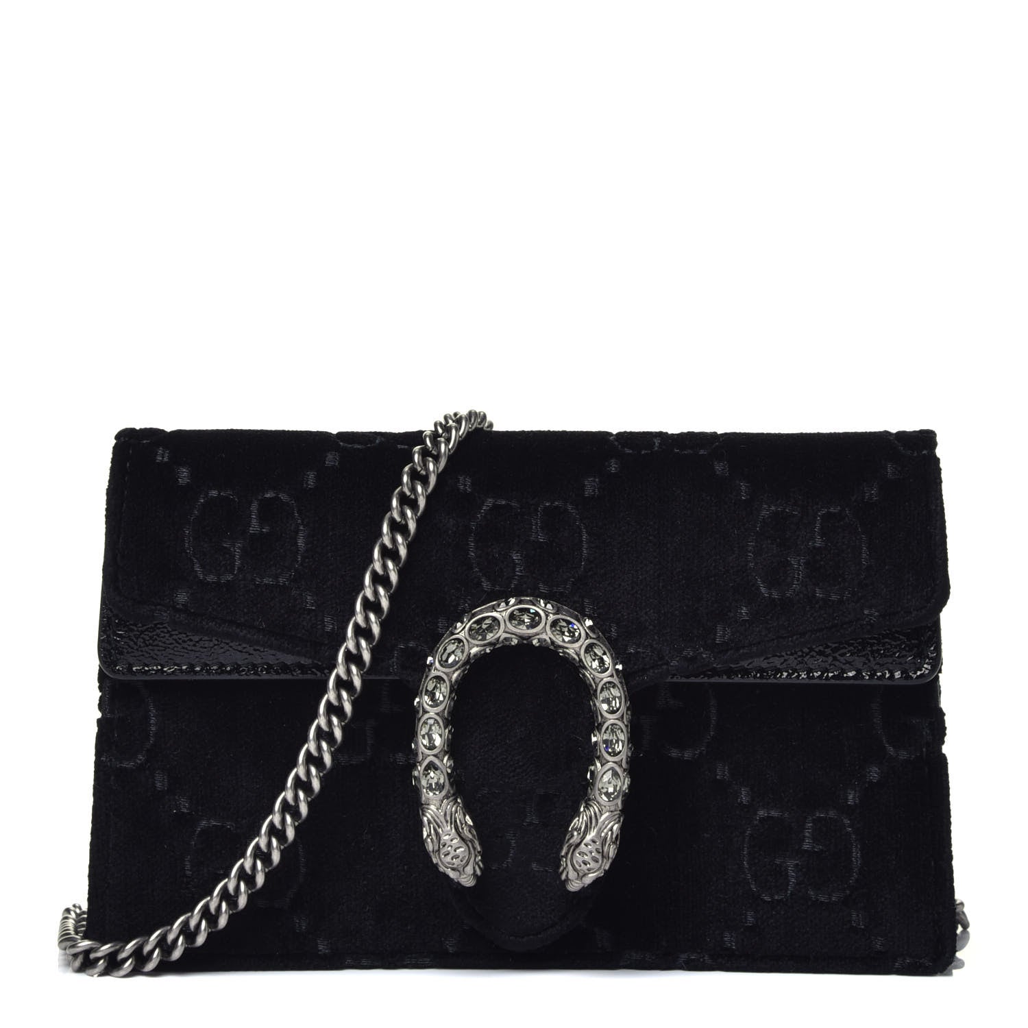 Gucci Velvet GG Monogram Super Mini Dionysus Shoulder Bag Black 1 of 8