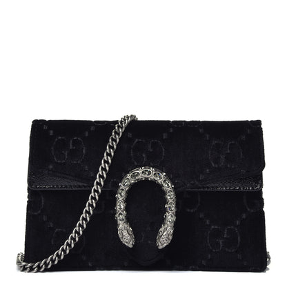 Gucci Velvet GG Monogram Super Mini Dionysus Shoulder Bag Black 1 of 8