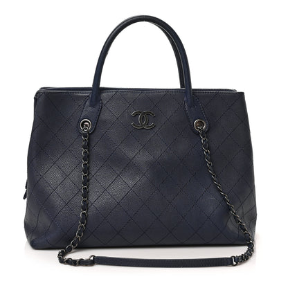 Chanel Grained Vegetal Calfskin Urban Shopping Tote Blue 1 of 8