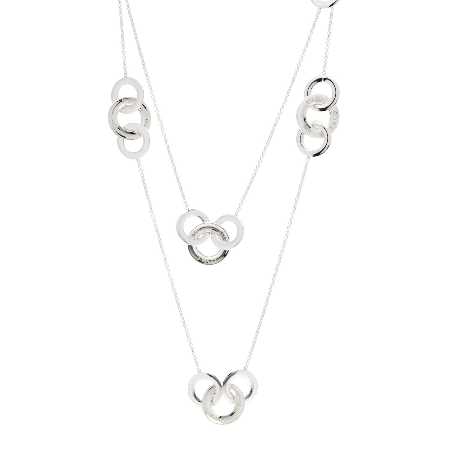 Sterling Silver 1837 Interlocking Circles Station Long Necklace