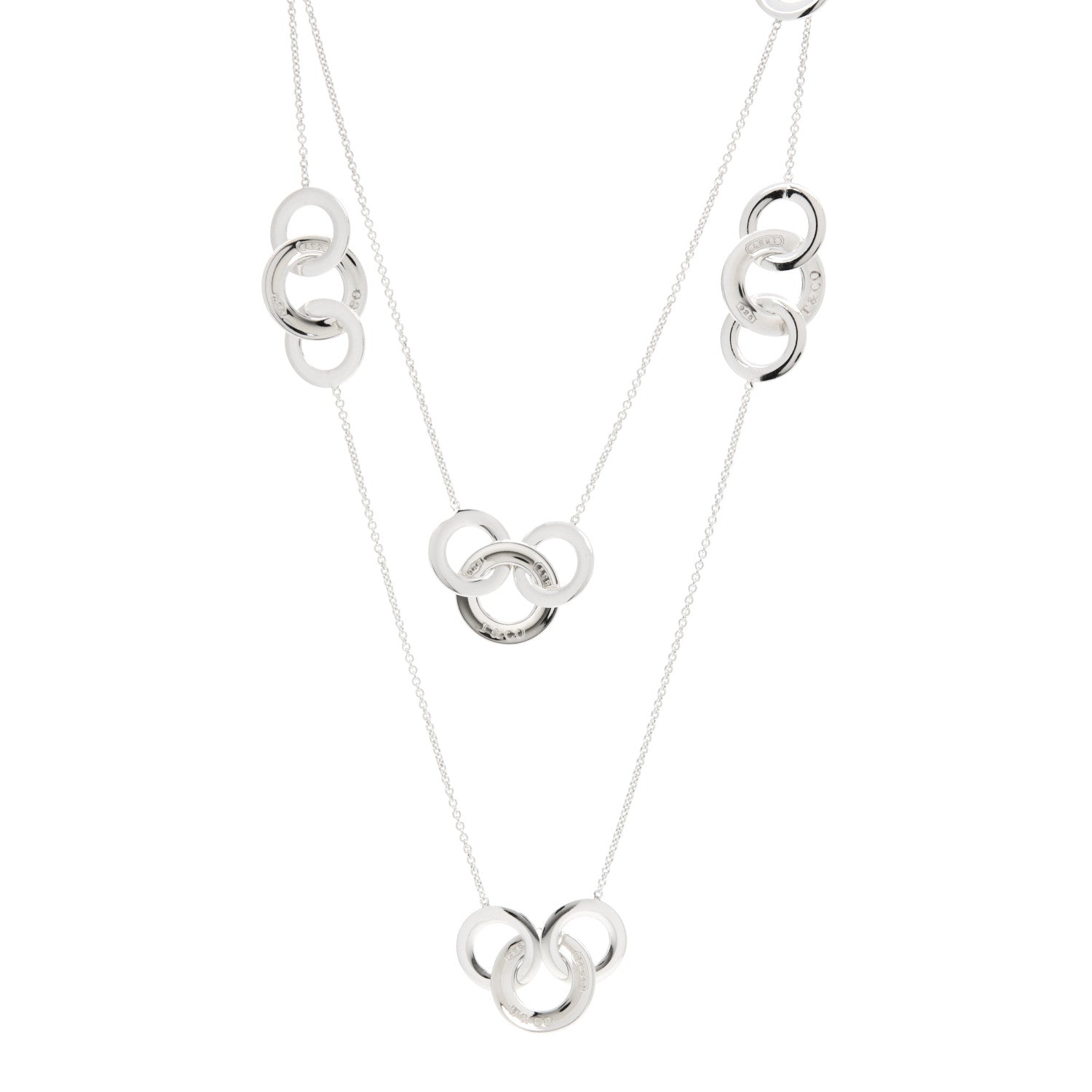 Tiffany Sterling Silver 1837 Interlocking Circles Station Long Necklace 1 of 4
