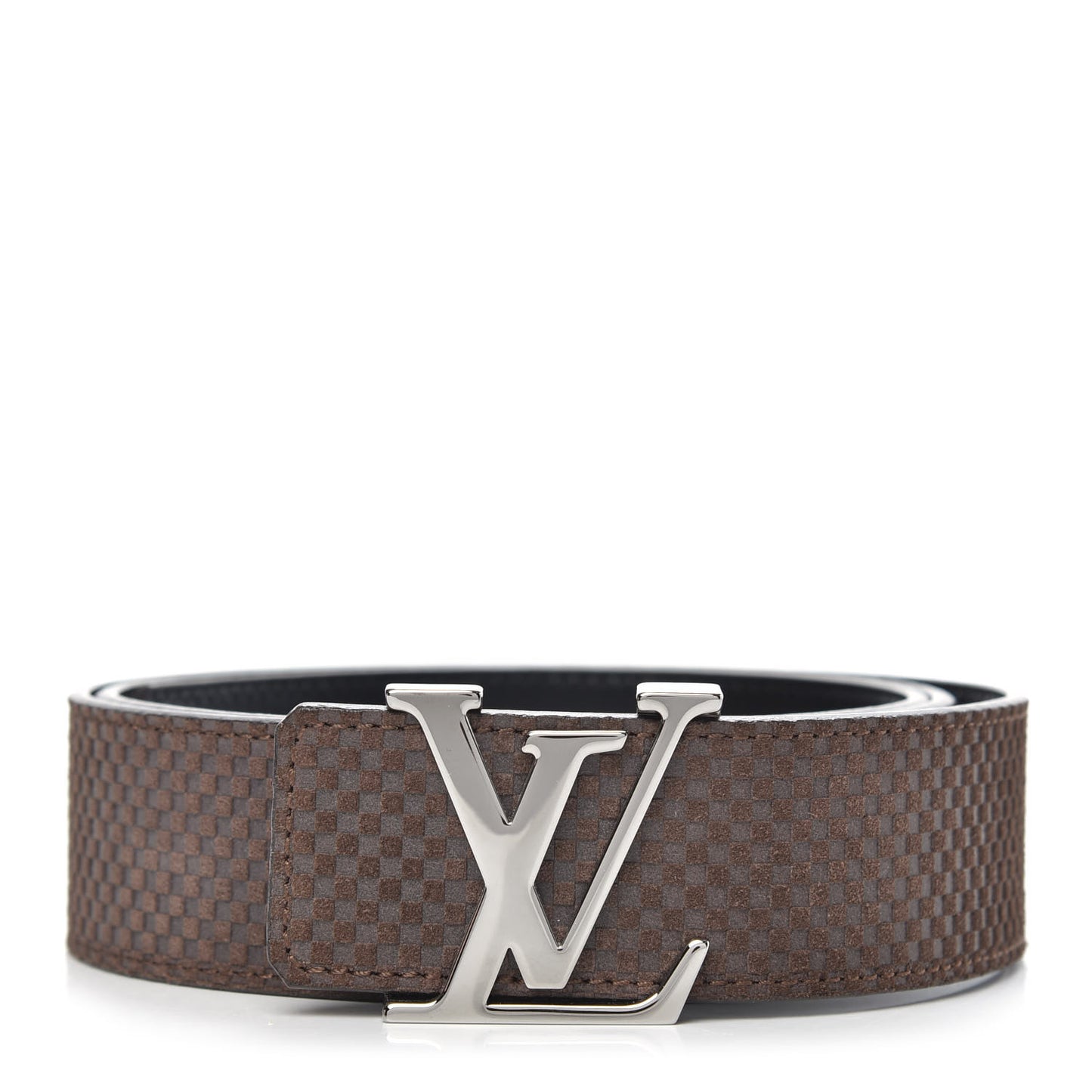 Suede Calfskin Mini Damier 40mm LV Initiales Belt 100 40 Moka