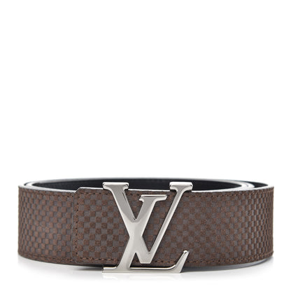 Louis Vuitton Suede Calfskin Mini Damier 40mm LV Initiales Belt 100 40 Moka 1 of 6