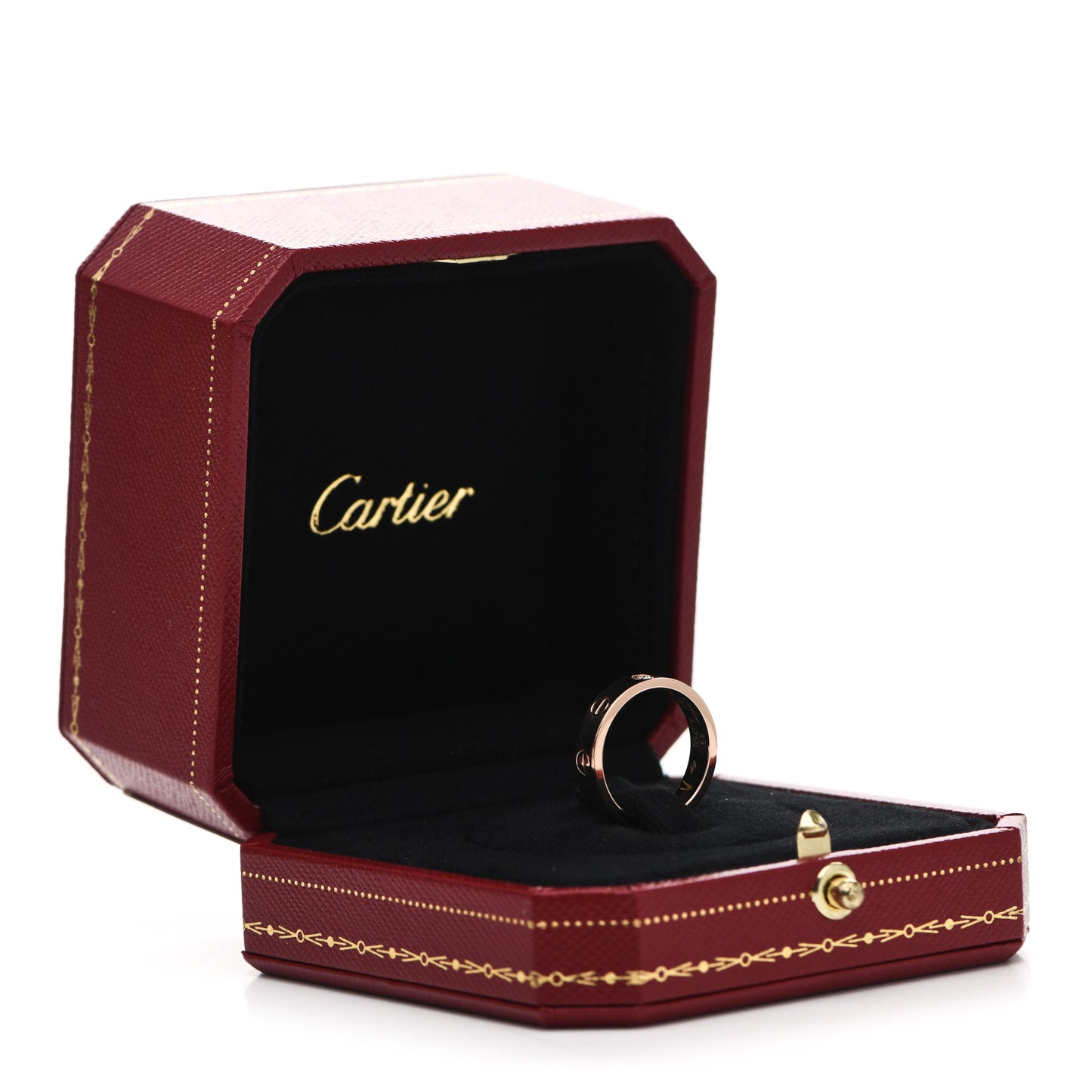 18K Pink Gold Diamond 4mm LOVE Wedding Band Ring 49 4.75