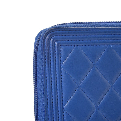 Chanel Lambskin Quilted Boy Zip Around Wallet Blue 7 of 11